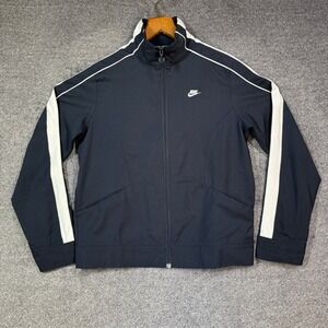 Nike Track Jacket Mens M Fit Dry Black White Full Zip Mock Neck